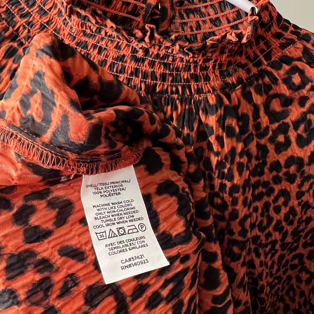 LOFT Leopard/Cheetah Print Smock High Neck Blouse - M - Picture 8 of 8